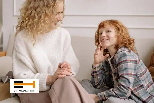 Happy mother and child after sorting child arrangements mediation Portsmouth